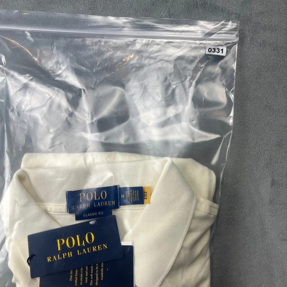 Polo Ralph Lauren Classic Fit M Pale Cream Soft Cotton Polo Shirt Flaw MSRP $118